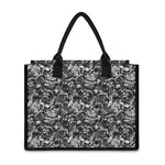 Black And White Mechanic Pattern Print Canvas Tote Bag
