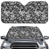 Black And White Mechanic Pattern Print Car Windshield Sun Shade