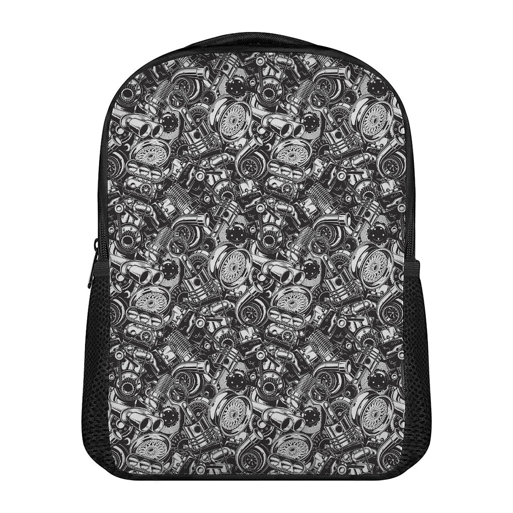 Black And White Mechanic Pattern Print Casual Backpack