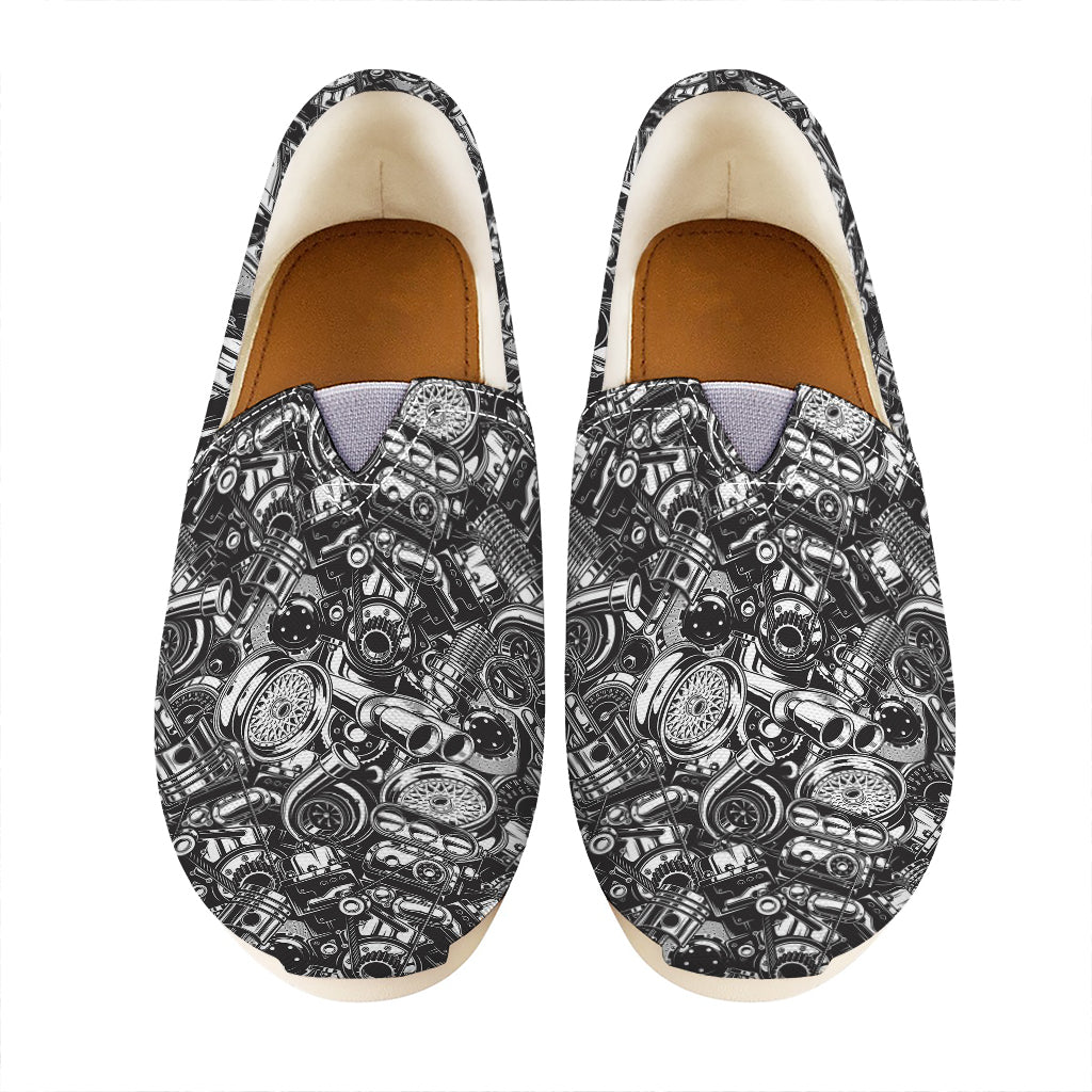 Black And White Mechanic Pattern Print Casual Shoes