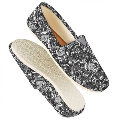 Black And White Mechanic Pattern Print Casual Shoes