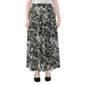 Black And White Mechanic Pattern Print Chiffon Maxi Skirt