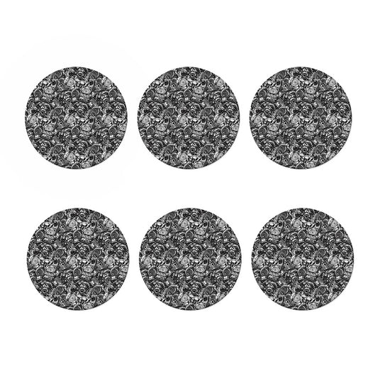 Black And White Mechanic Pattern Print Coaster Set