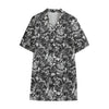 Black And White Mechanic Pattern Print Cotton Hawaiian Shirt