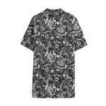 Black And White Mechanic Pattern Print Cotton Hawaiian Shirt