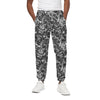 Black And White Mechanic Pattern Print Cotton Pants