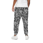 Black And White Mechanic Pattern Print Cotton Pants