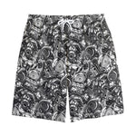 Black And White Mechanic Pattern Print Cotton Shorts