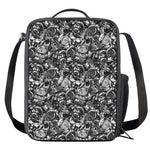Black And White Mechanic Pattern Print Crossbody Lunch Bag