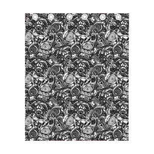 Black And White Mechanic Pattern Print Curtain