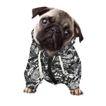 Black And White Mechanic Pattern Print Dog Zip Up Hoodie