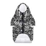 Black And White Mechanic Pattern Print Dog Zip Up Hoodie