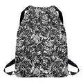 Black And White Mechanic Pattern Print Drawstring Backpack