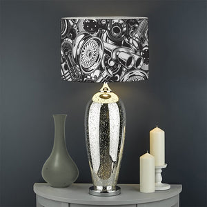 Black And White Mechanic Pattern Print Drum Lamp Shade