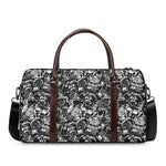 Black And White Mechanic Pattern Print Duffle Bag