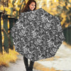 Black And White Mechanic Pattern Print Foldable Umbrella