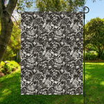 Black And White Mechanic Pattern Print Garden Flag