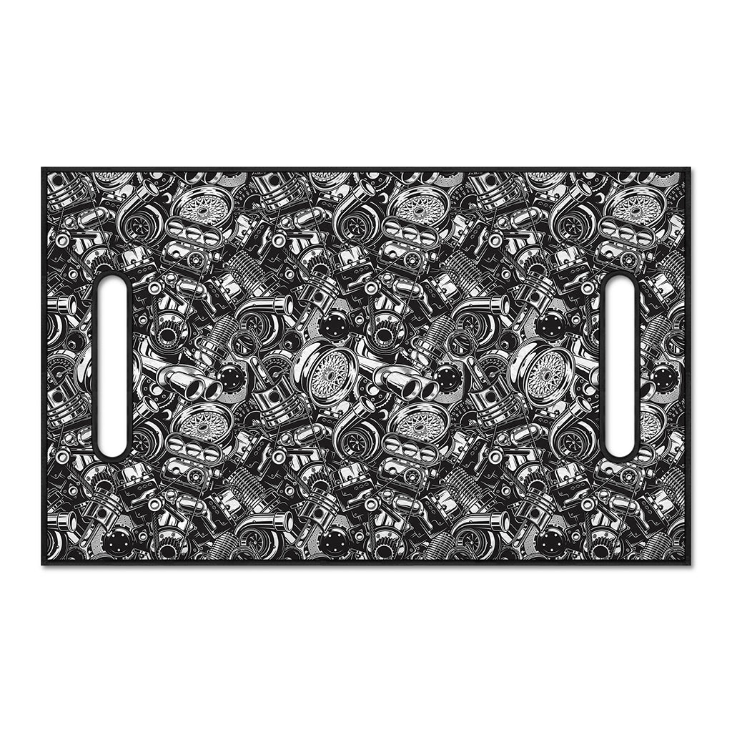 Black And White Mechanic Pattern Print Golf Cart Seat Cover