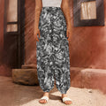 Black And White Mechanic Pattern Print Harem Pants