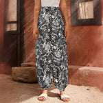 Black And White Mechanic Pattern Print Harem Pants