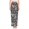 Black And White Mechanic Pattern Print High Slit Maxi Skirt