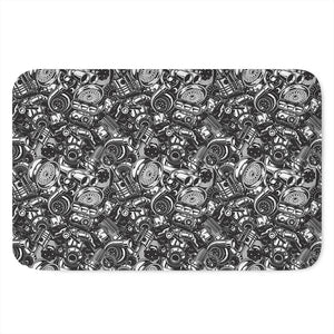 Black And White Mechanic Pattern Print Indoor Door Mat