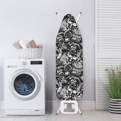 Black And White Mechanic Pattern Print Ironing Board Cover