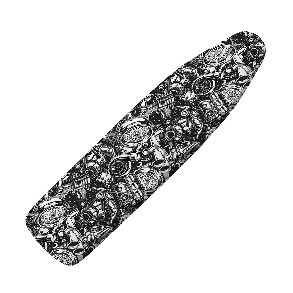 Black And White Mechanic Pattern Print Ironing Board Cover