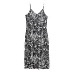 Black And White Mechanic Pattern Print Jersey Midi Cami Dress