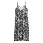 Black And White Mechanic Pattern Print Jersey Midi Cami Dress