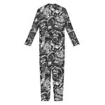 Black And White Mechanic Pattern Print Jumpsuit