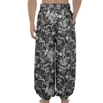 Black And White Mechanic Pattern Print Lantern Pants