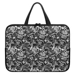 Black And White Mechanic Pattern Print Laptop Sleeve With Handle