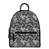 Black And White Mechanic Pattern Print Leather Backpack