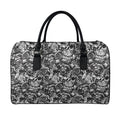 Black And White Mechanic Pattern Print Leather Duffel Bag