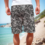 Black And White Mechanic Pattern Print Men's Cargo Shorts