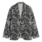 Black And White Mechanic Pattern Print Men's Cotton Blazer