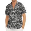 Black And White Mechanic Pattern Print Men's Deep V-Neck Shirt