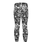 Black And White Mechanic Pattern Print Men's leggings