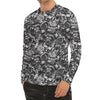 Black And White Mechanic Pattern Print Men's Long Sleeve Rash Guard