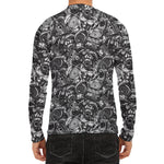 Black And White Mechanic Pattern Print Men's Long Sleeve Rash Guard