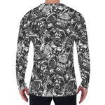 Black And White Mechanic Pattern Print Men's Long Sleeve T-Shirt