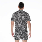 Black And White Mechanic Pattern Print Men's Rompers