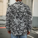 Black And White Mechanic Pattern Print Men's Shirt Jacket