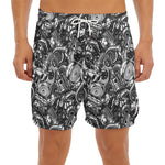 Black And White Mechanic Pattern Print Men's Split Running Shorts