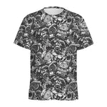 Black And White Mechanic Pattern Print Men's Sports T-Shirt