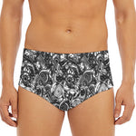 Black And White Mechanic Pattern Print Men's Triangle Swim Briefs