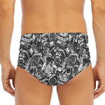 Black And White Mechanic Pattern Print Men's Triangle Swim Briefs