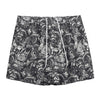 Black And White Mechanic Pattern Print Mesh Shorts