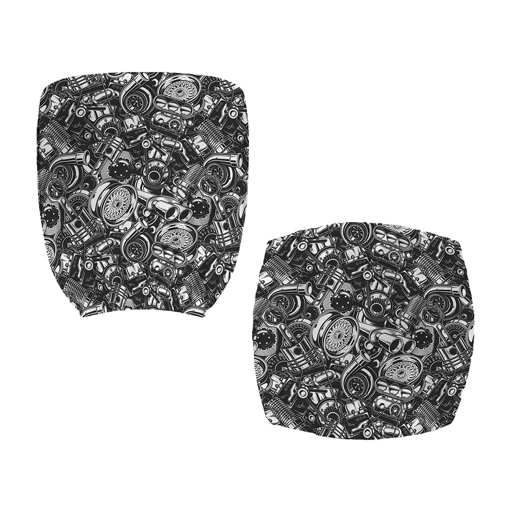 Black And White Mechanic Pattern Print Office Chair Cover